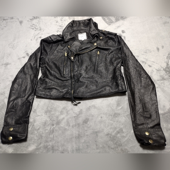 JKT NYC Leather Motorcycle Jacket Black Size Large EUC - Picture 1 of 8